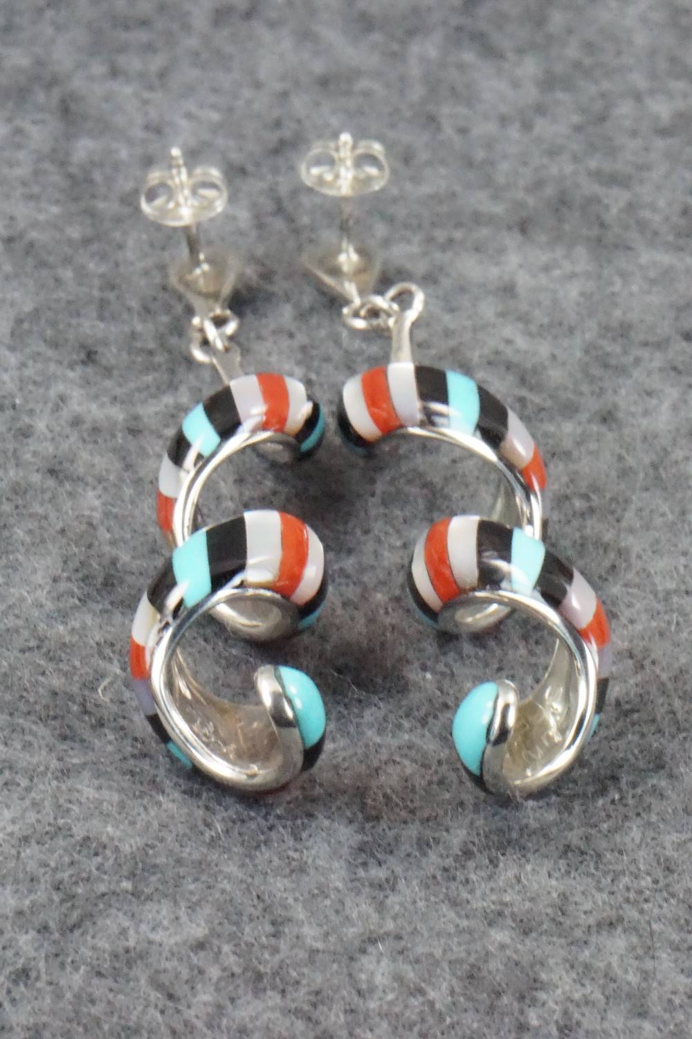 Multi Stone & Sterling Silver Inlay Earrings - Idella Edaakie