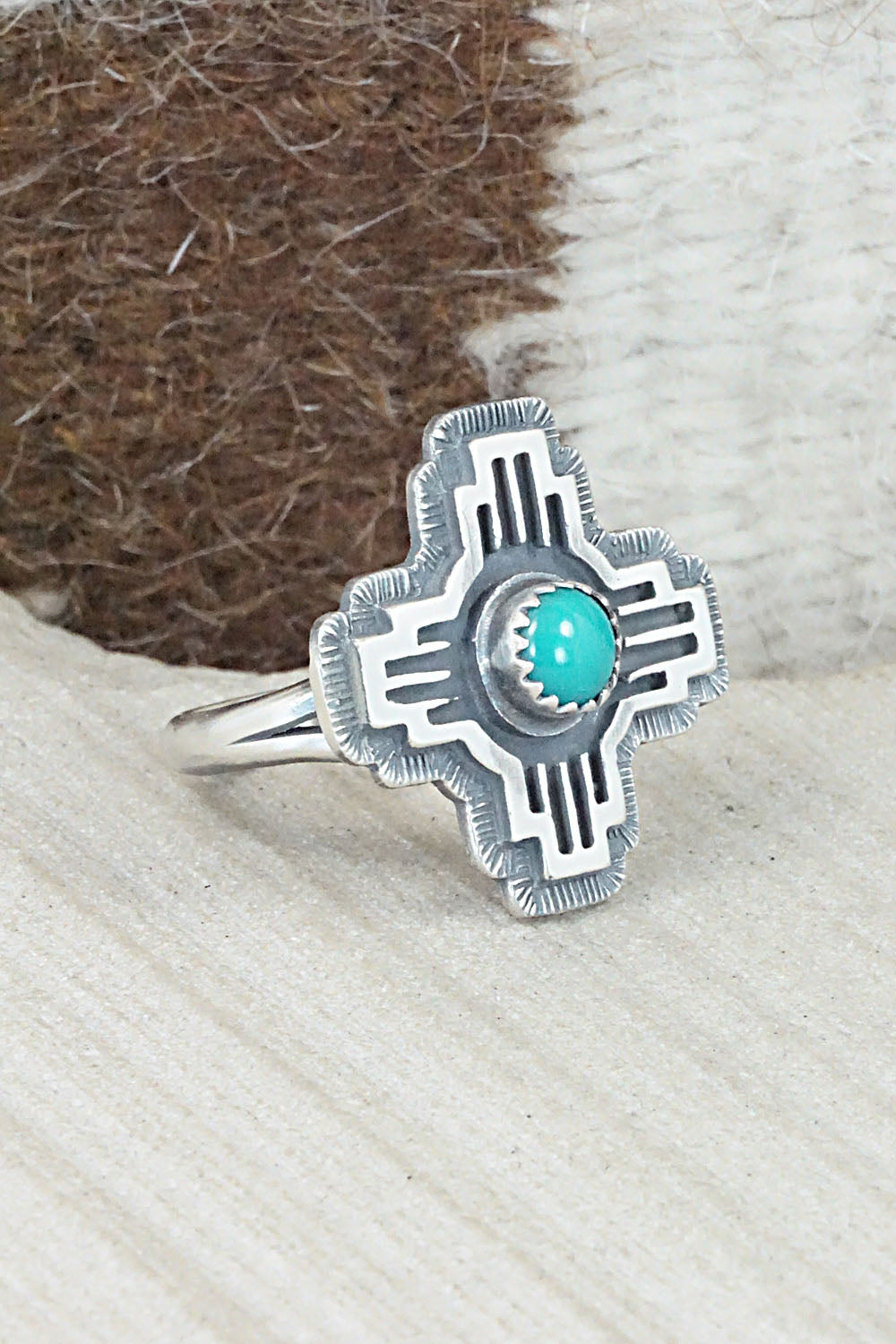 Turquoise & Sterling Silver Ring - Alice Rose Saunders - Size 8.75