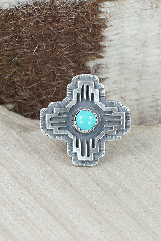 Turquoise & Sterling Silver Ring - Alice Rose Saunders - Size 9.5