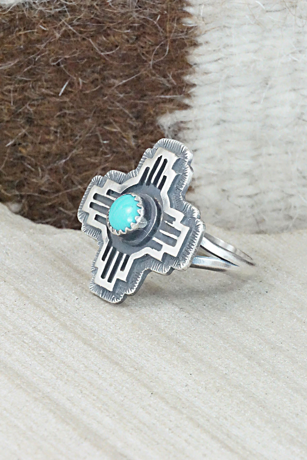 Turquoise & Sterling Silver Ring - Alice Rose Saunders - Size 9.5