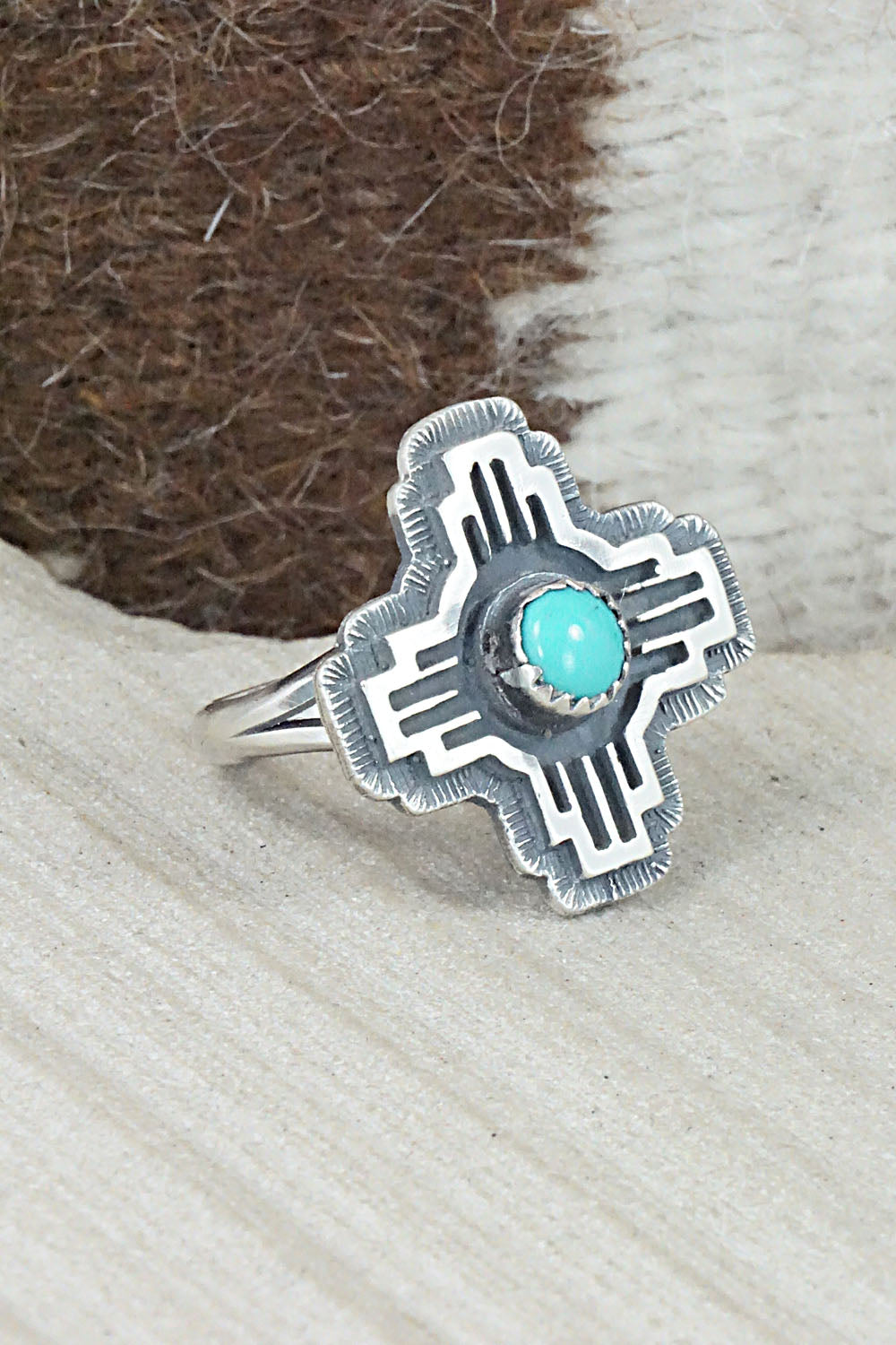Turquoise & Sterling Silver Ring - Alice Rose Saunders - Size 9.5