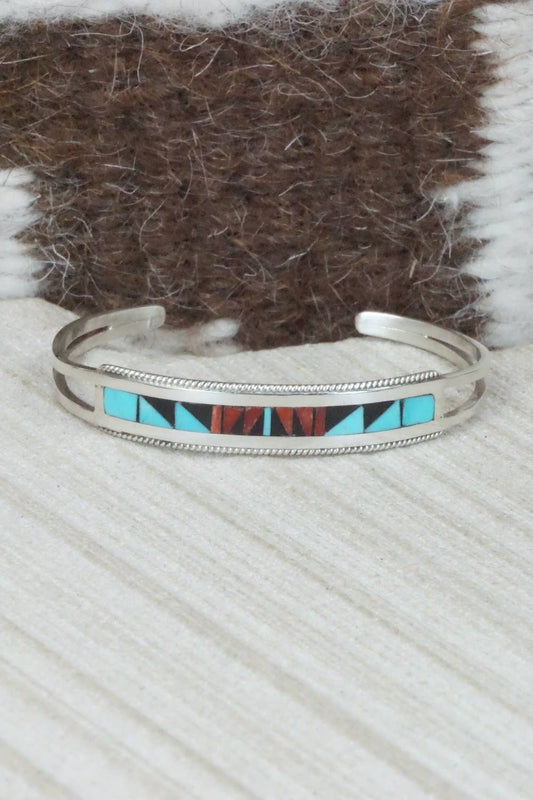 Multi Stone & Sterling Silver Inlay Bracelet - Weahkee