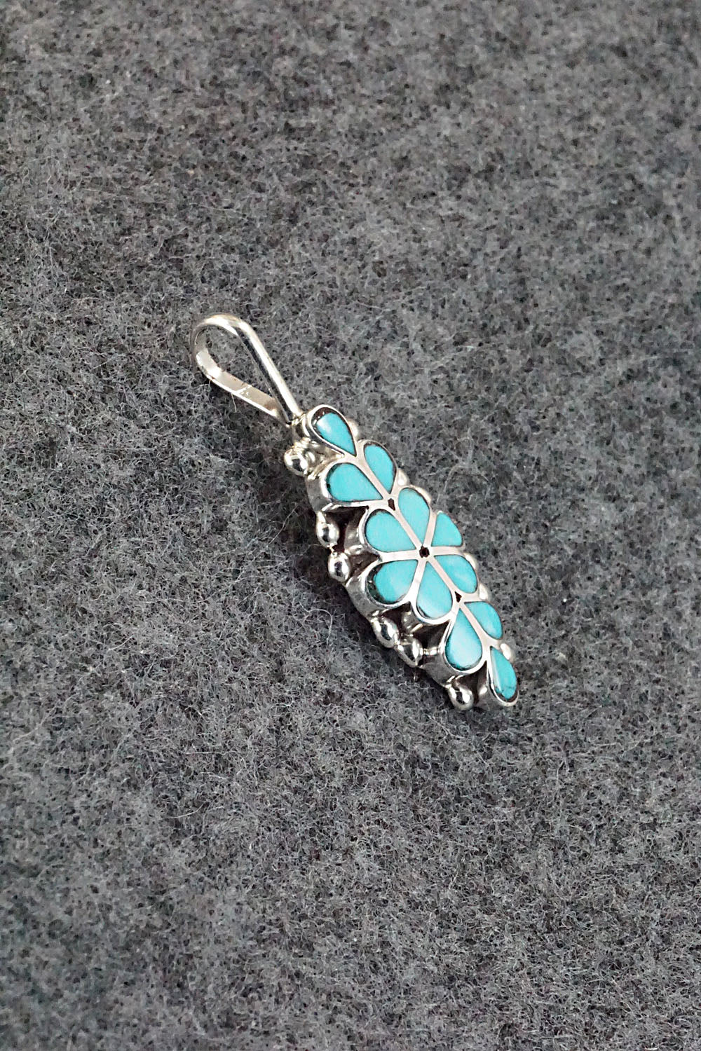 Turquoise & Sterling Silver Inlay Pendant - Bernadette Hattie