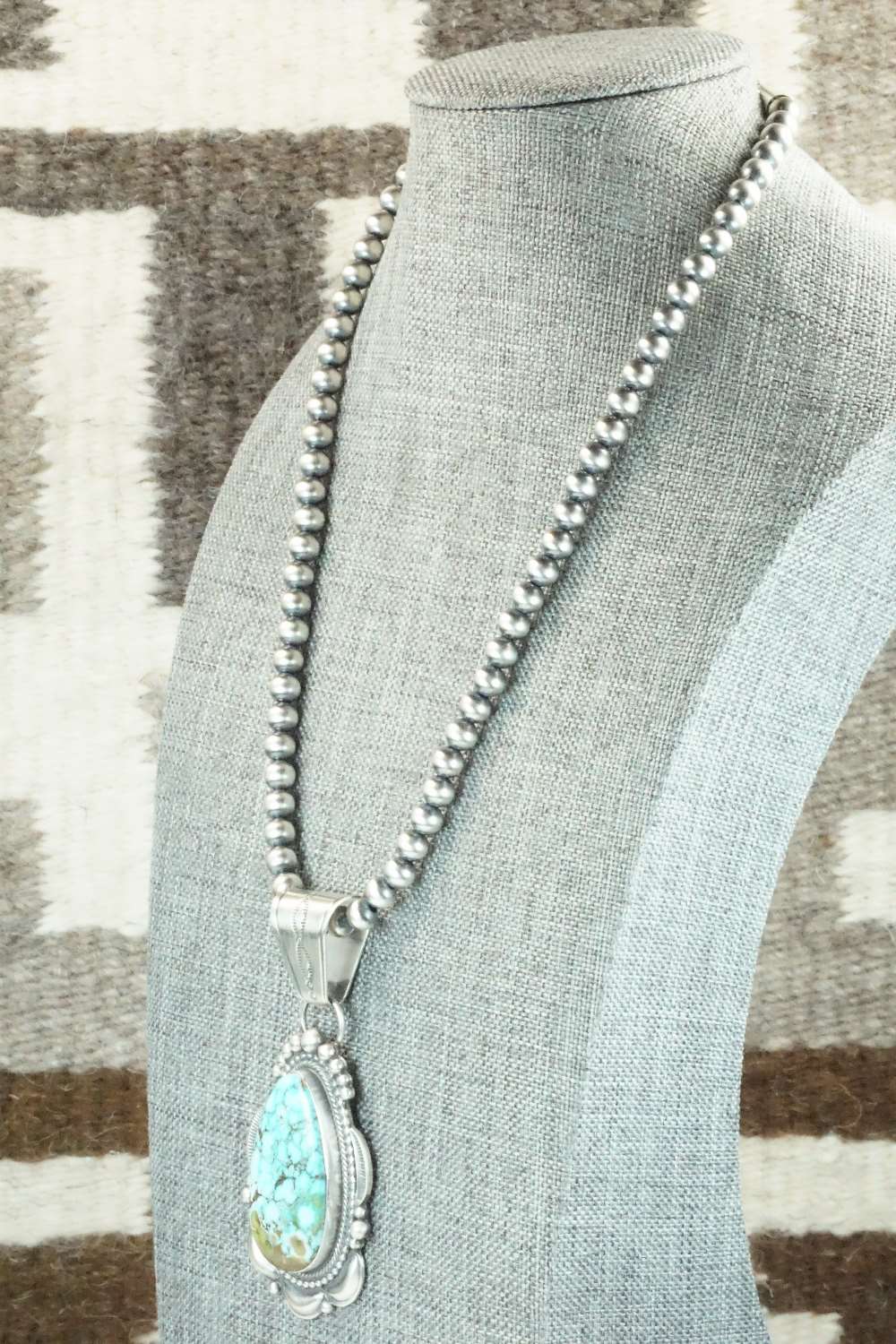 Turquoise & Sterling Silver Pendant and Necklace - Tom Lewis