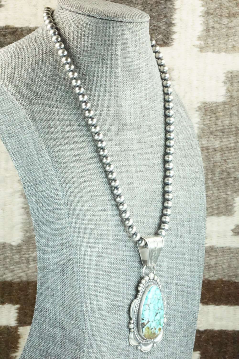 Turquoise & Sterling Silver Pendant and Necklace - Tom Lewis