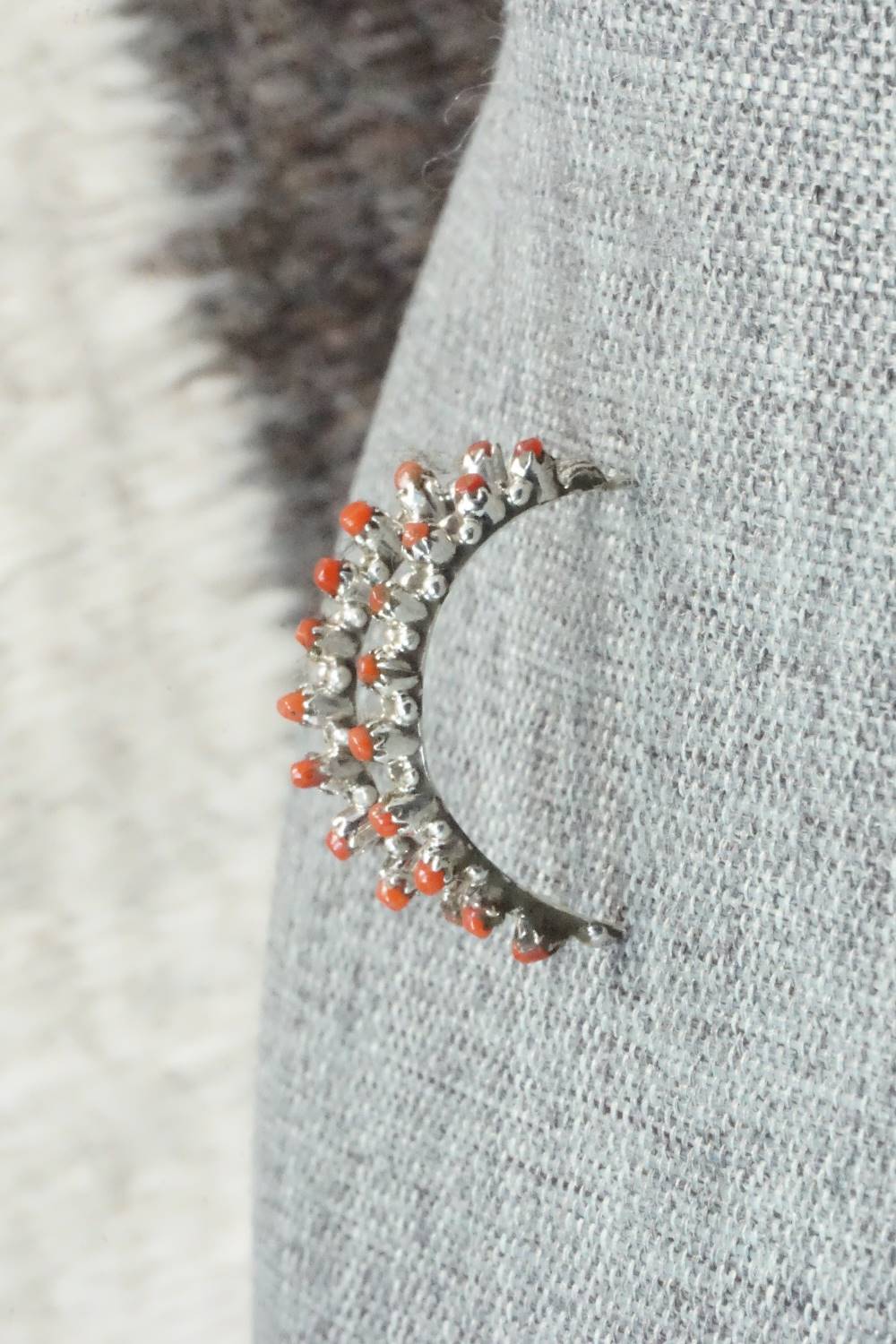 Coral & Sterling Silver Earrings - Simpson Tsipa