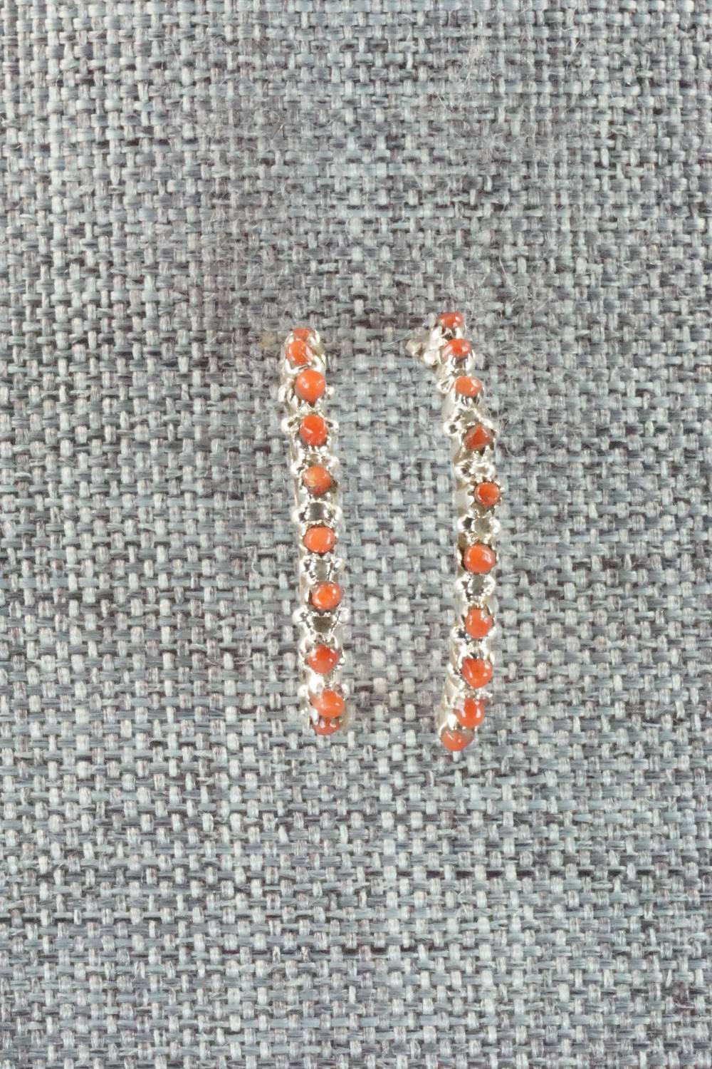 Coral & Sterling Silver Earrings - Simpson Tsipa