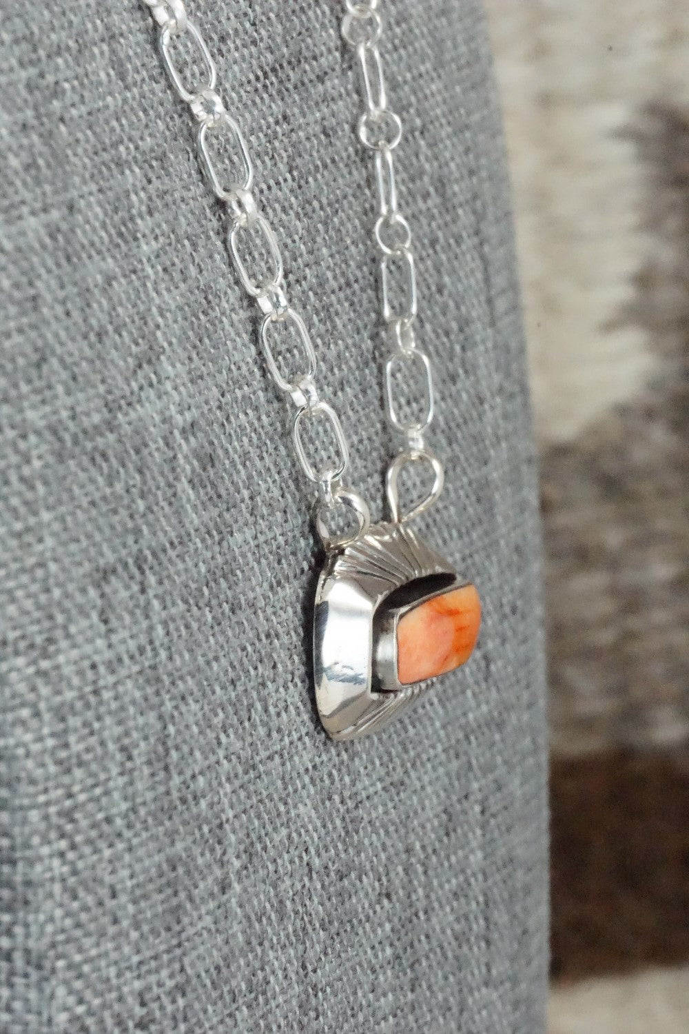Spiny Oyster & Sterling Silver Necklace - Sadie Jim