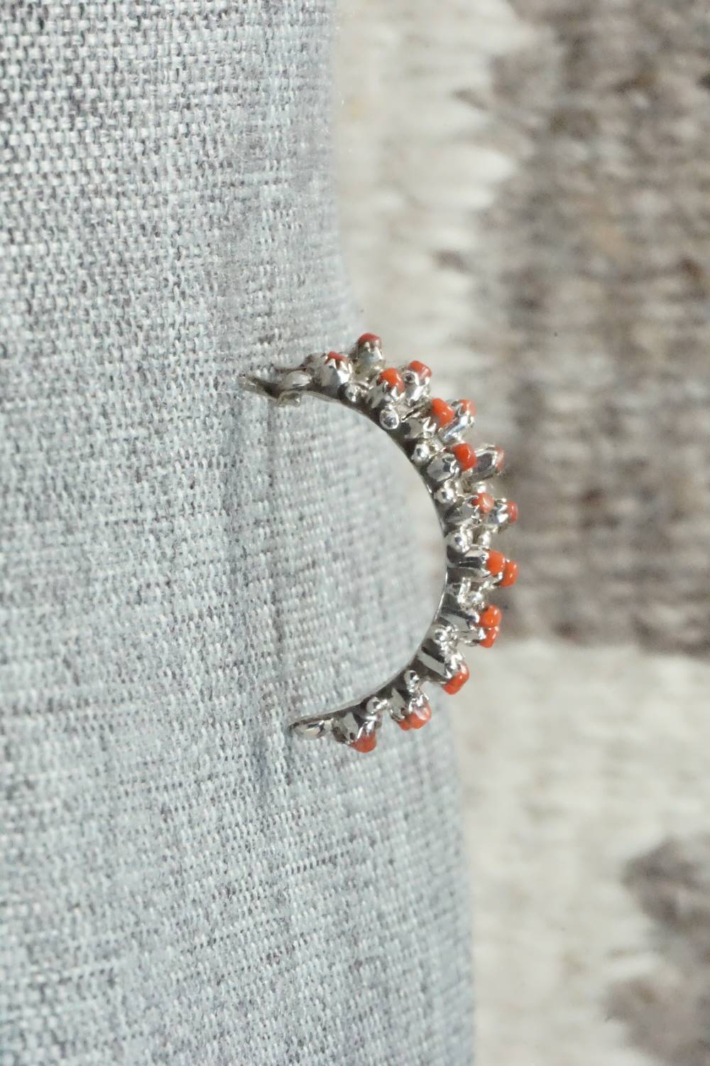Coral & Sterling Silver Earrings - Simpson Tsipa