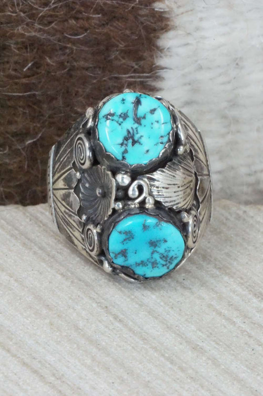 Turquoise and Sterling Silver Ring - Navajo - Size 11