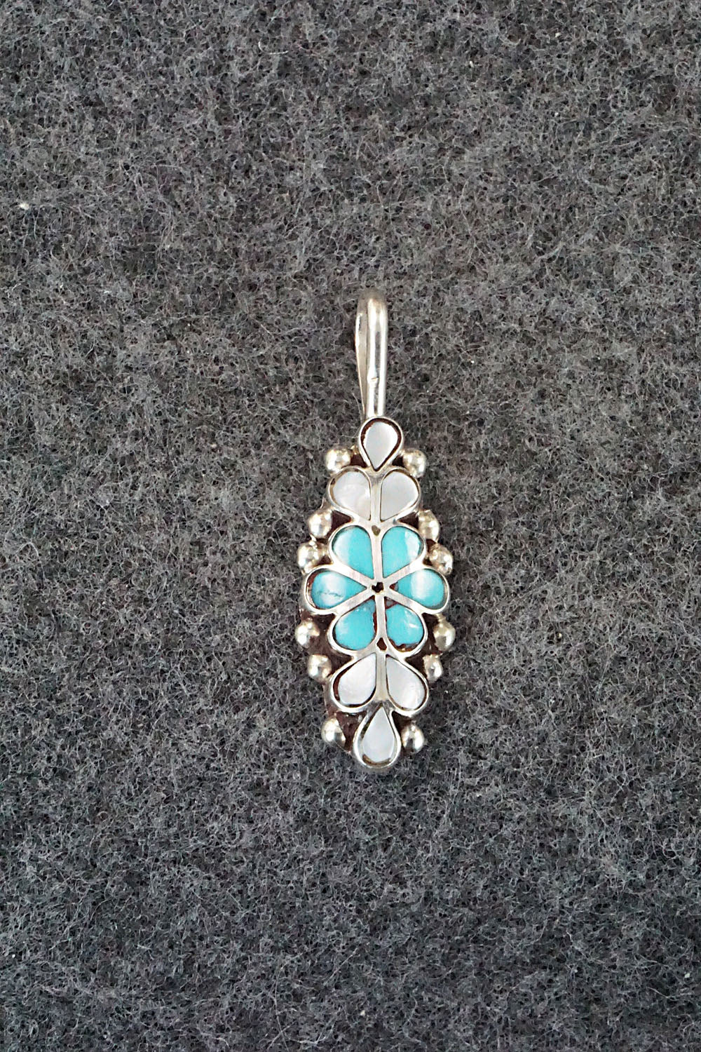 Turquoise, Mother of Pearl & Sterling Silver Inlay Pendant - Bernadette Hattie