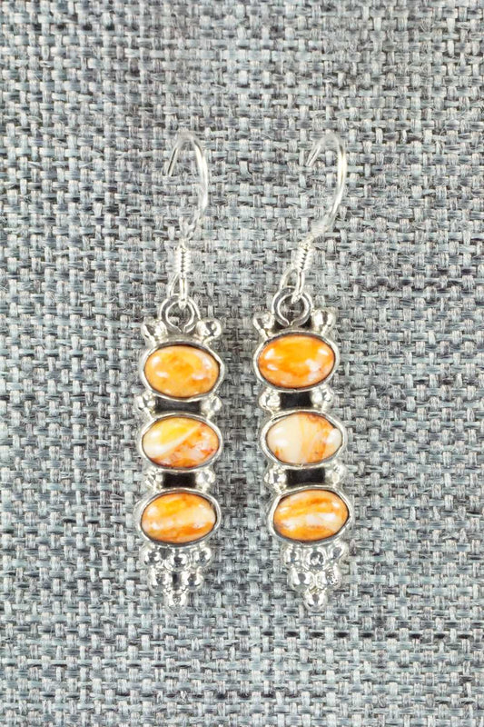 Spiny Oyster & Sterling Silver Earrings - Gary Shorty