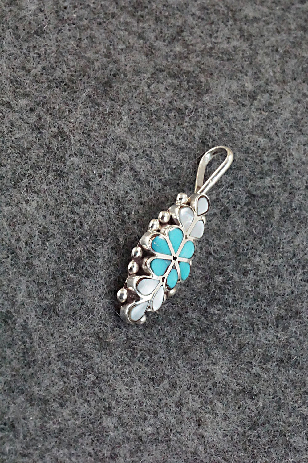 Turquoise, Mother of Pearl & Sterling Silver Inlay Pendant - Bernadette Hattie