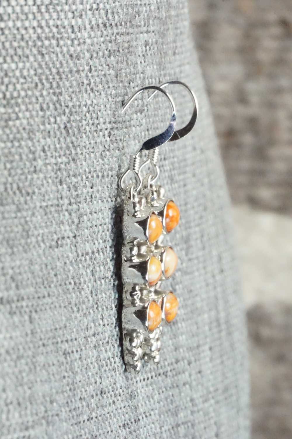 Spiny Oyster & Sterling Silver Earrings - Gary Shorty