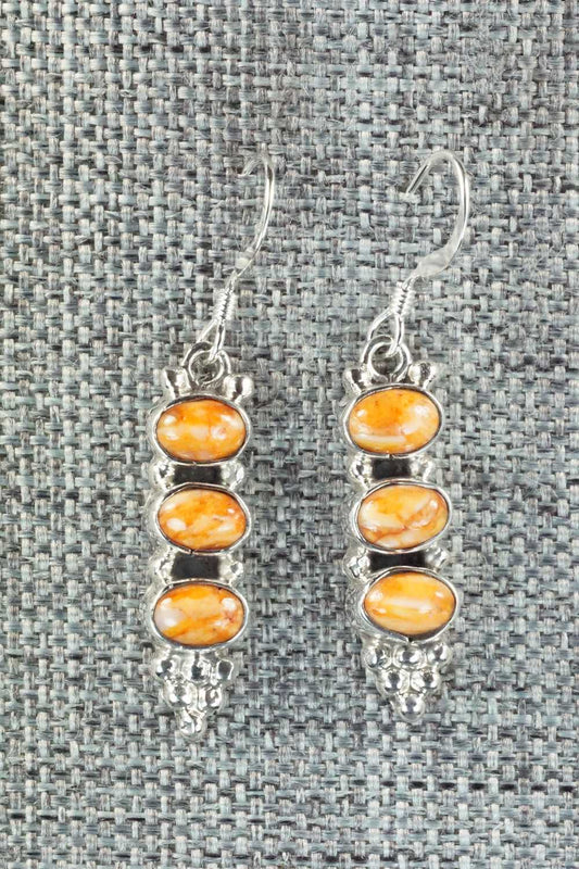 Spiny Oyster & Sterling Silver Earrings - Gary Shorty