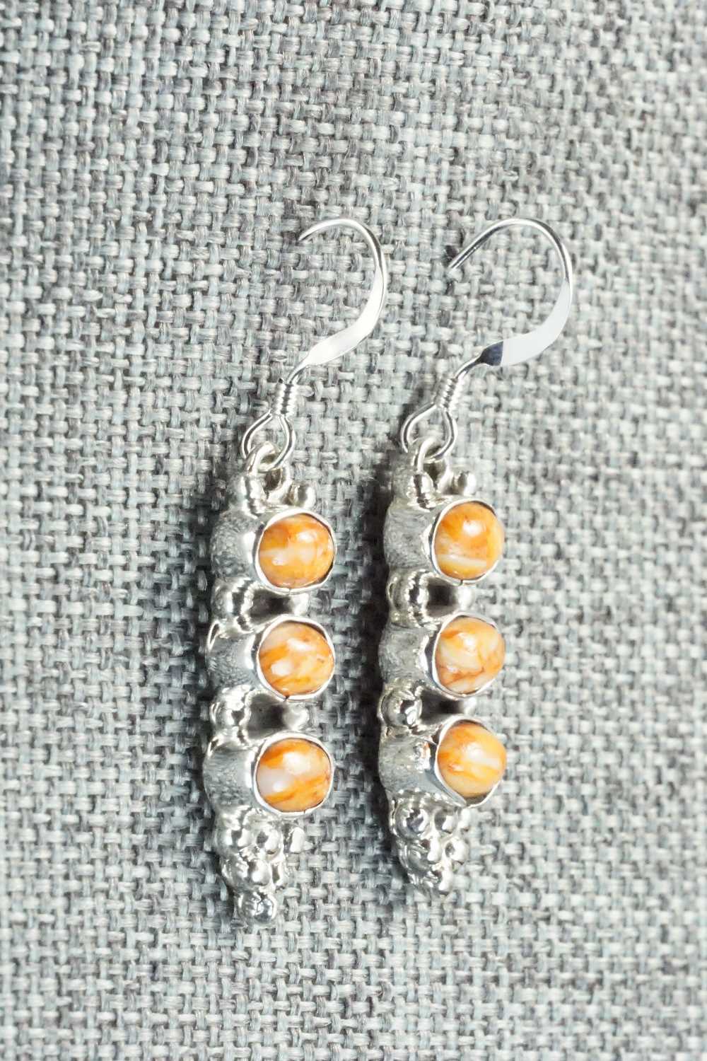 Spiny Oyster & Sterling Silver Earrings - Gary Shorty