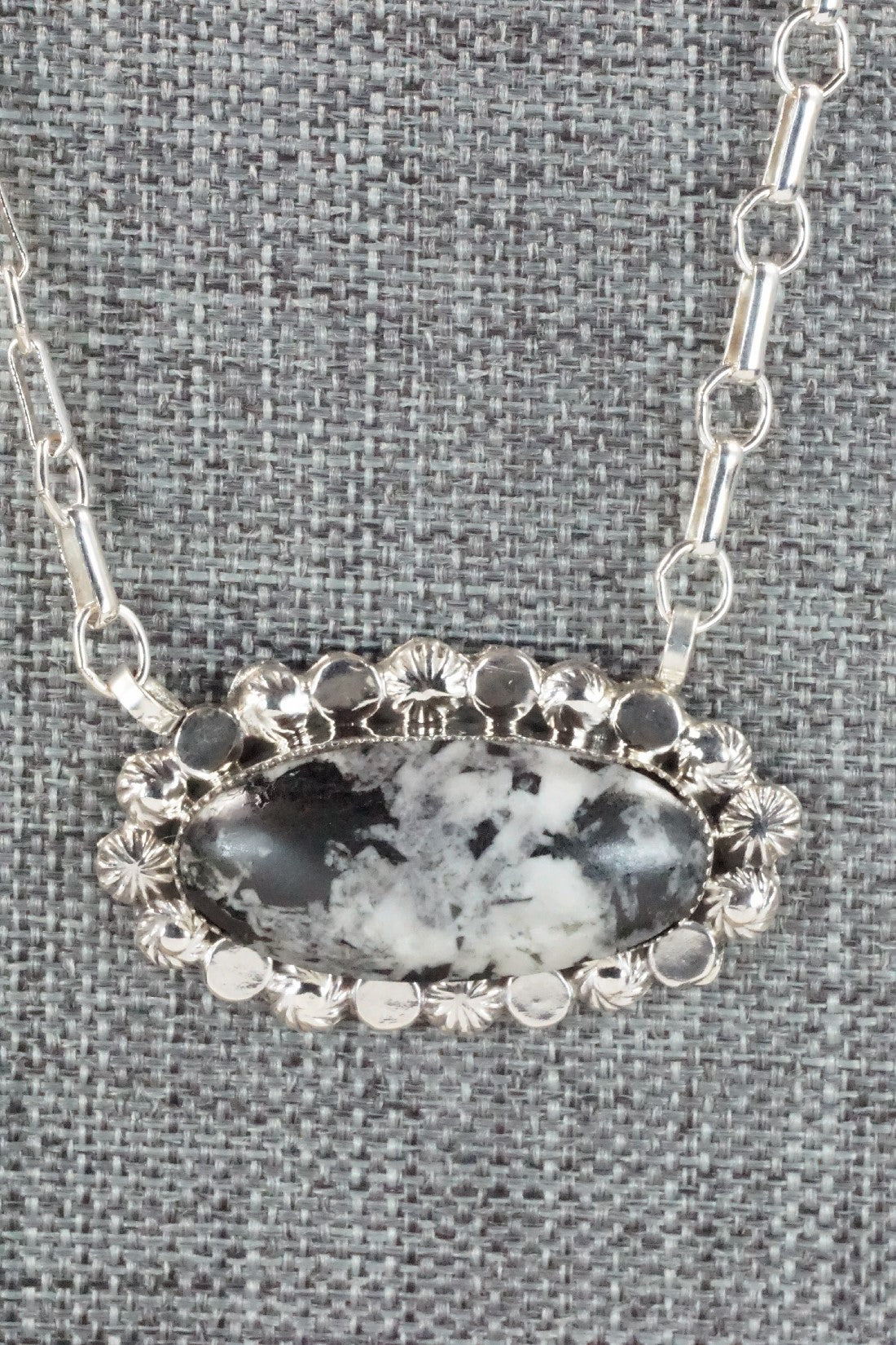White Buffalo & Sterling Silver Necklace - Gregg Yazzie