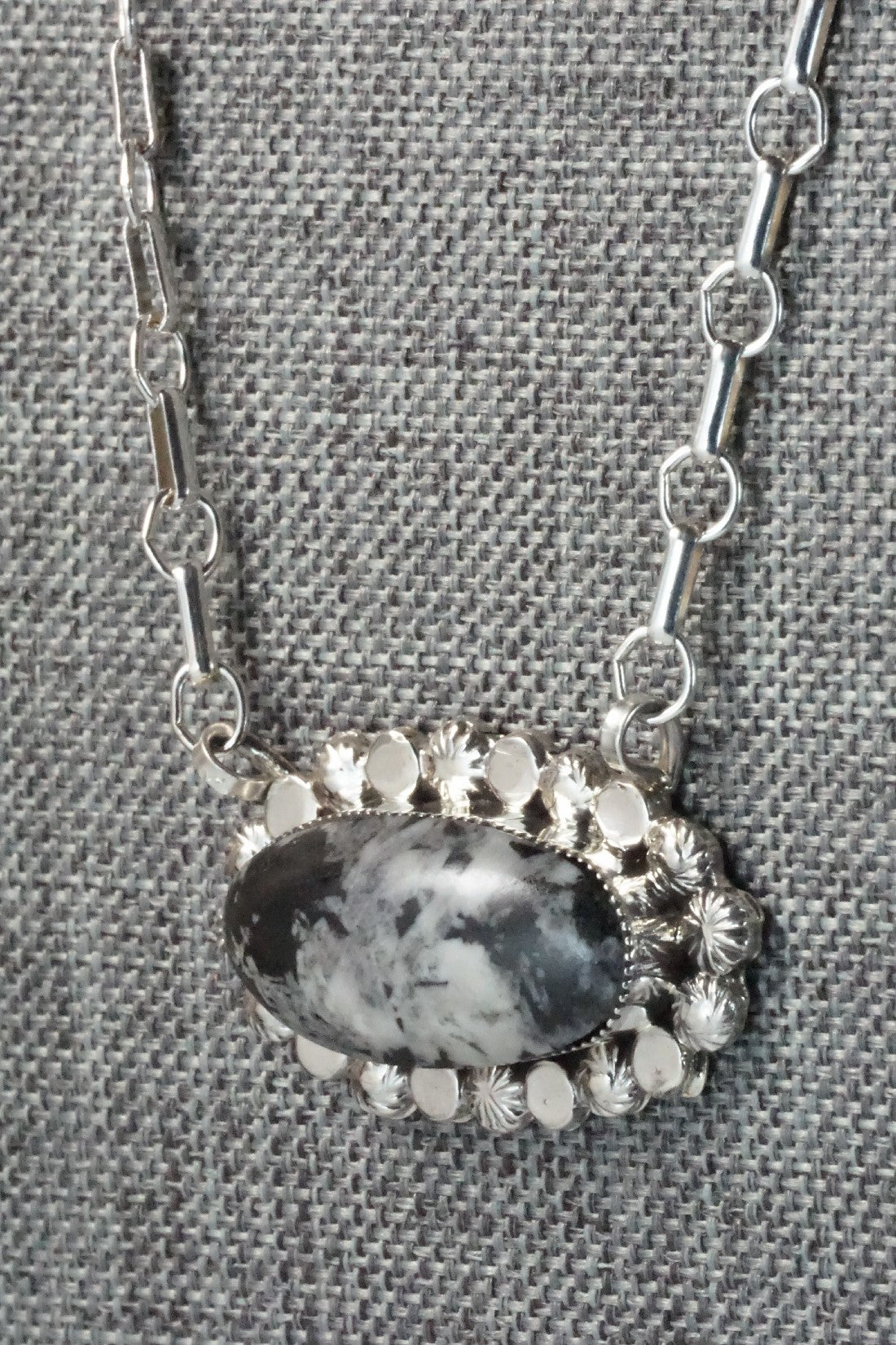 White Buffalo & Sterling Silver Necklace - Gregg Yazzie