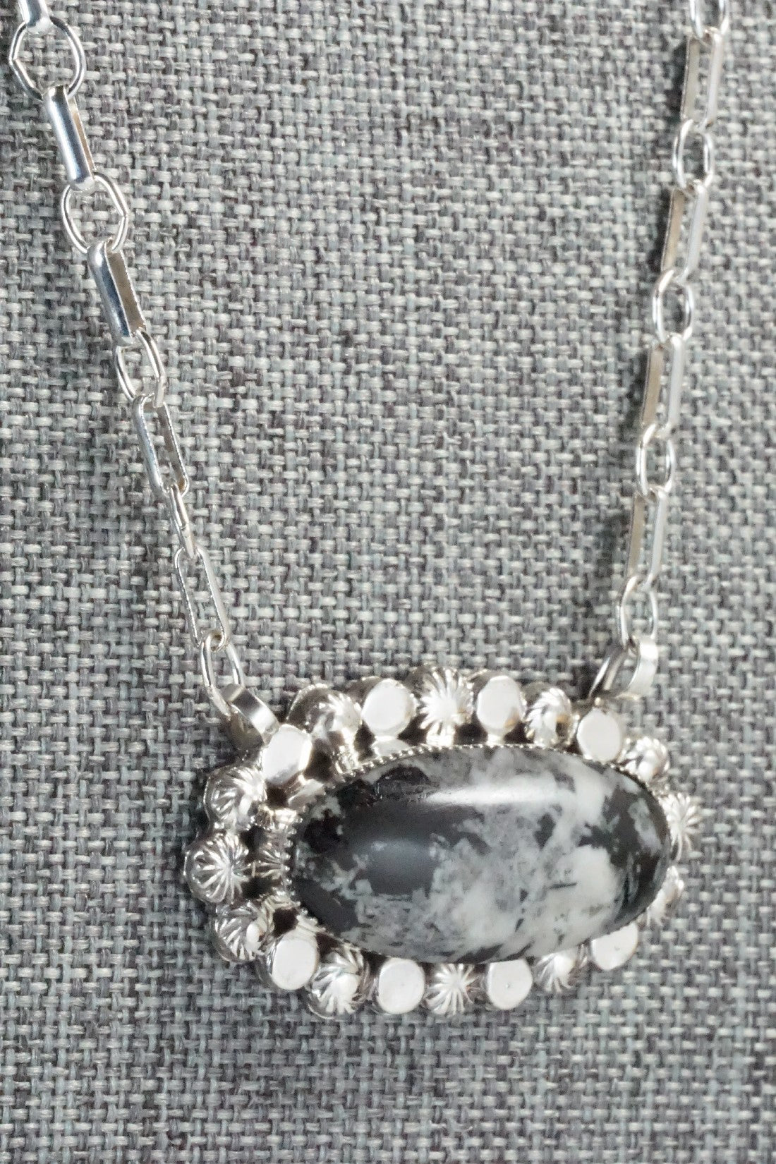 White Buffalo & Sterling Silver Necklace - Gregg Yazzie