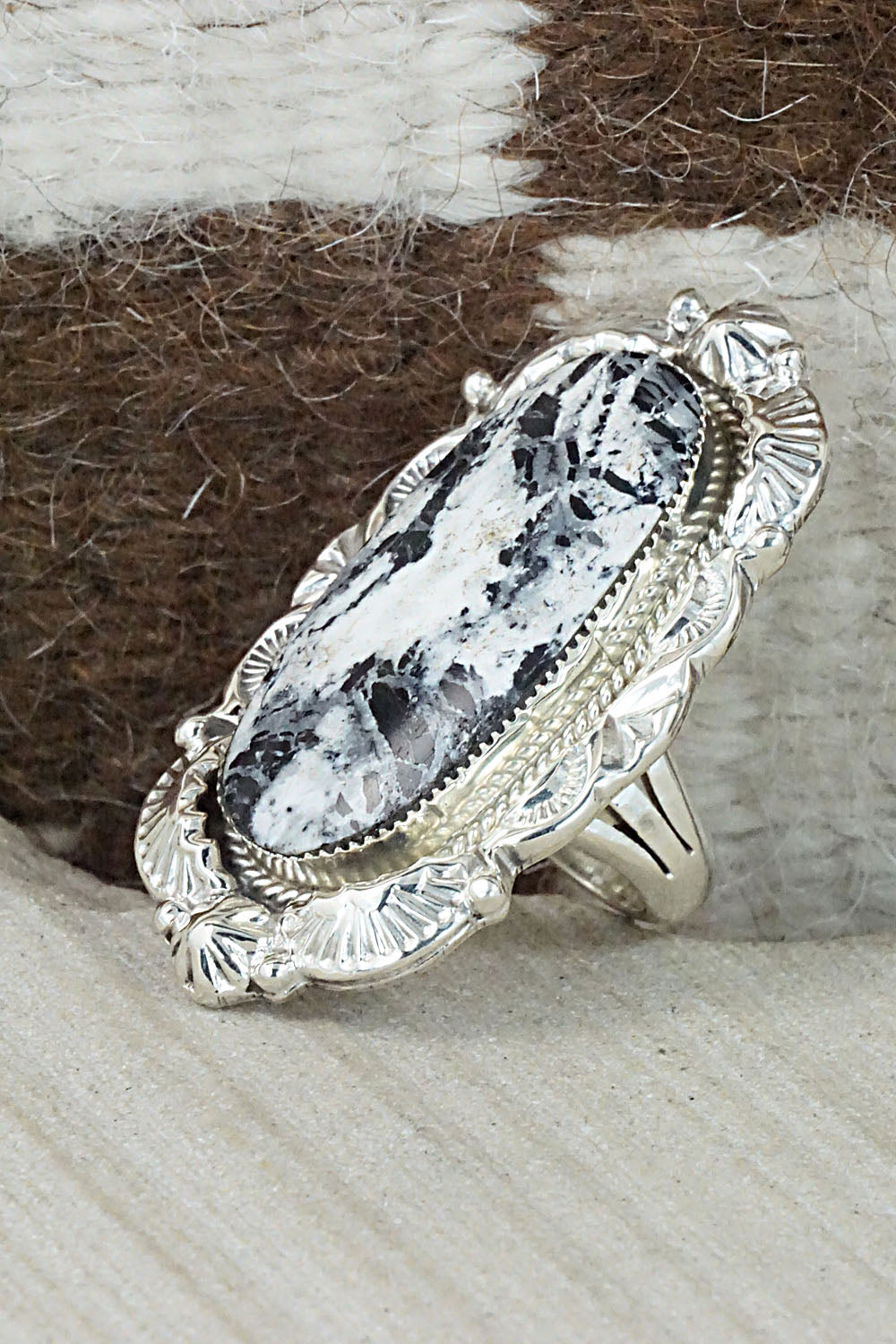 White Buffalo & Sterling Silver Ring - Emerson Delgarito - Size 6