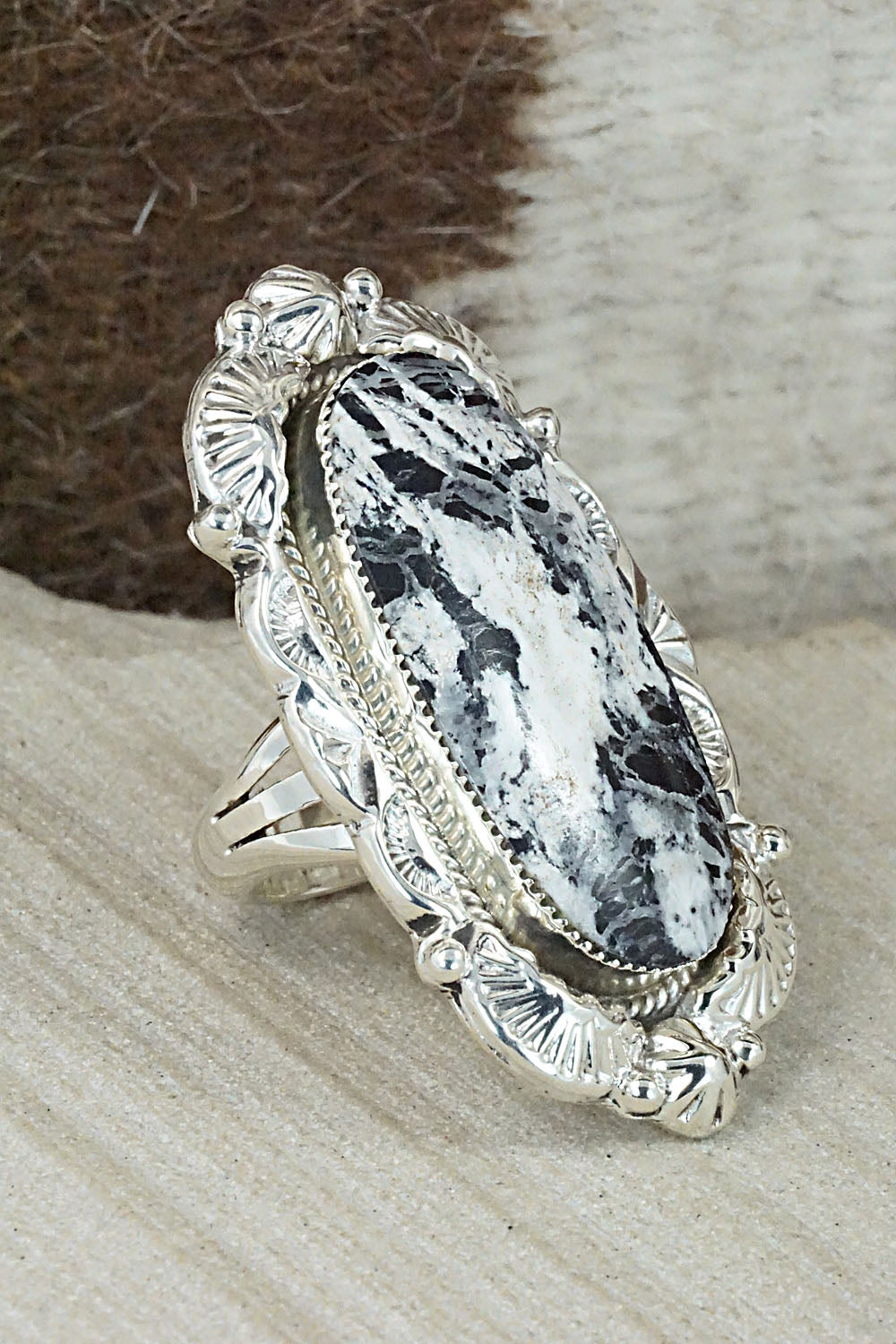 White Buffalo & Sterling Silver Ring - Emerson Delgarito - Size 6