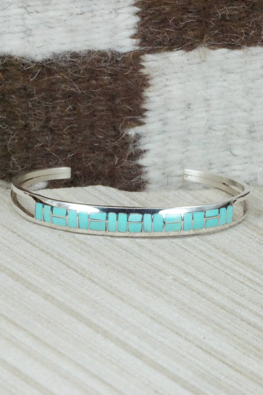 Turquoise & Sterling Silver Inlay Bracelet - Sibert Bowannie