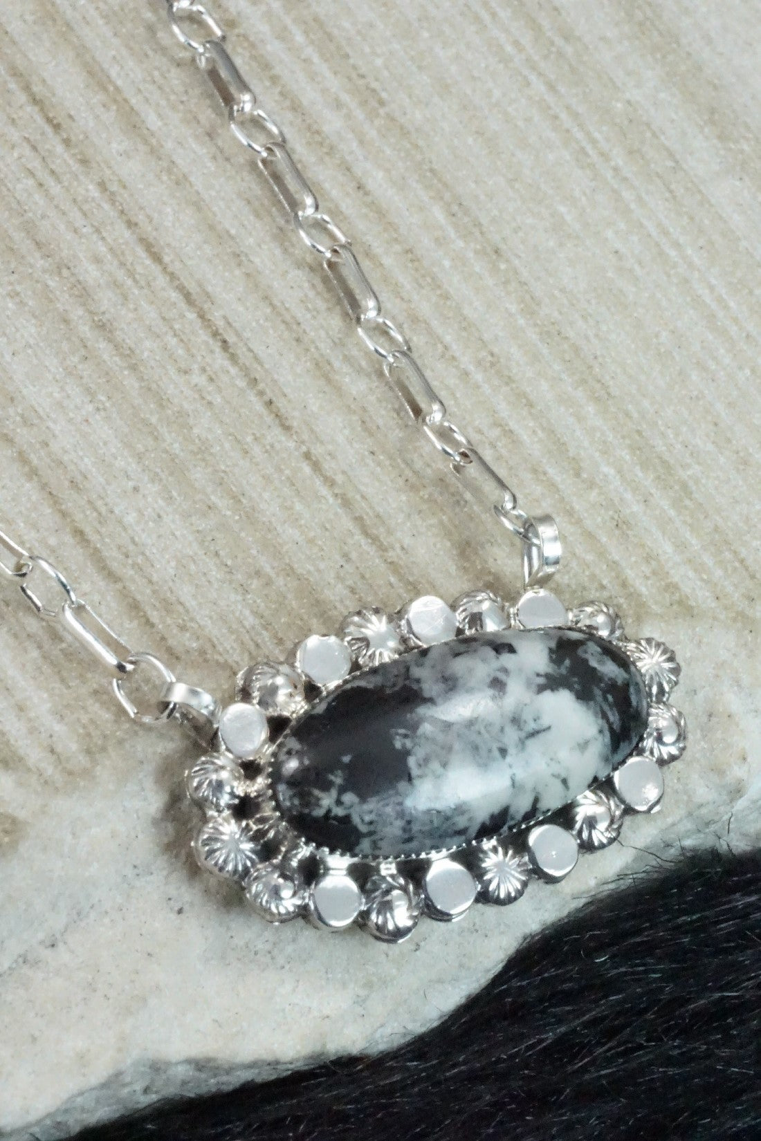 White Buffalo & Sterling Silver Necklace - Gregg Yazzie