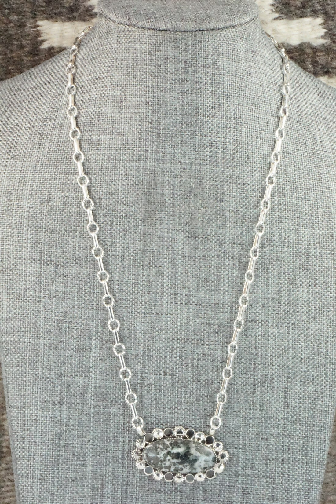 White Buffalo & Sterling Silver Necklace - Gregg Yazzie