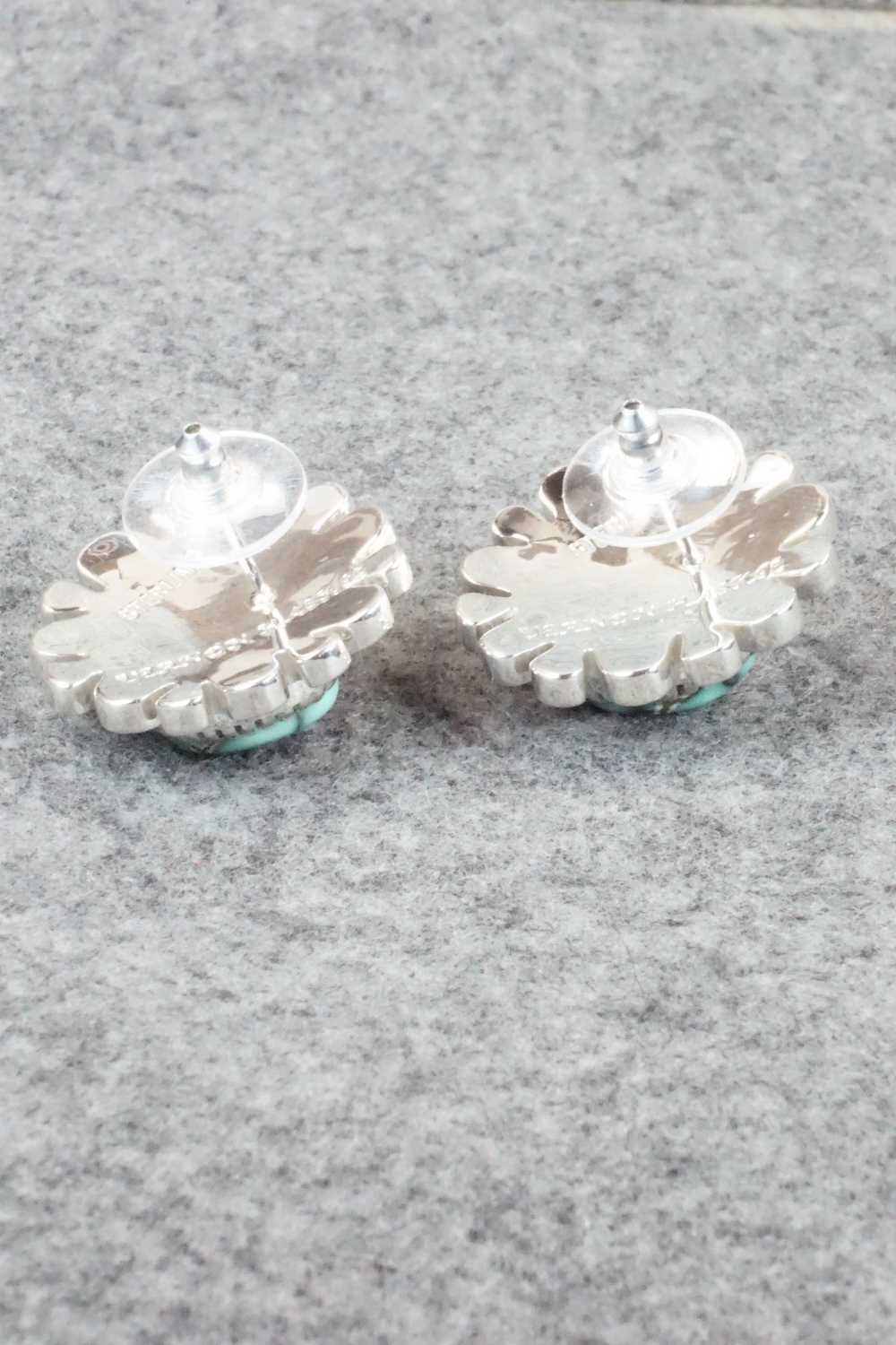 Coral, Variscite and Sterling Silver Earrings - Vernon Haskie