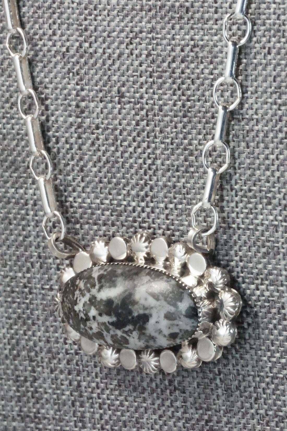 White Buffalo & Sterling Silver Necklace - Gregg Yazzie