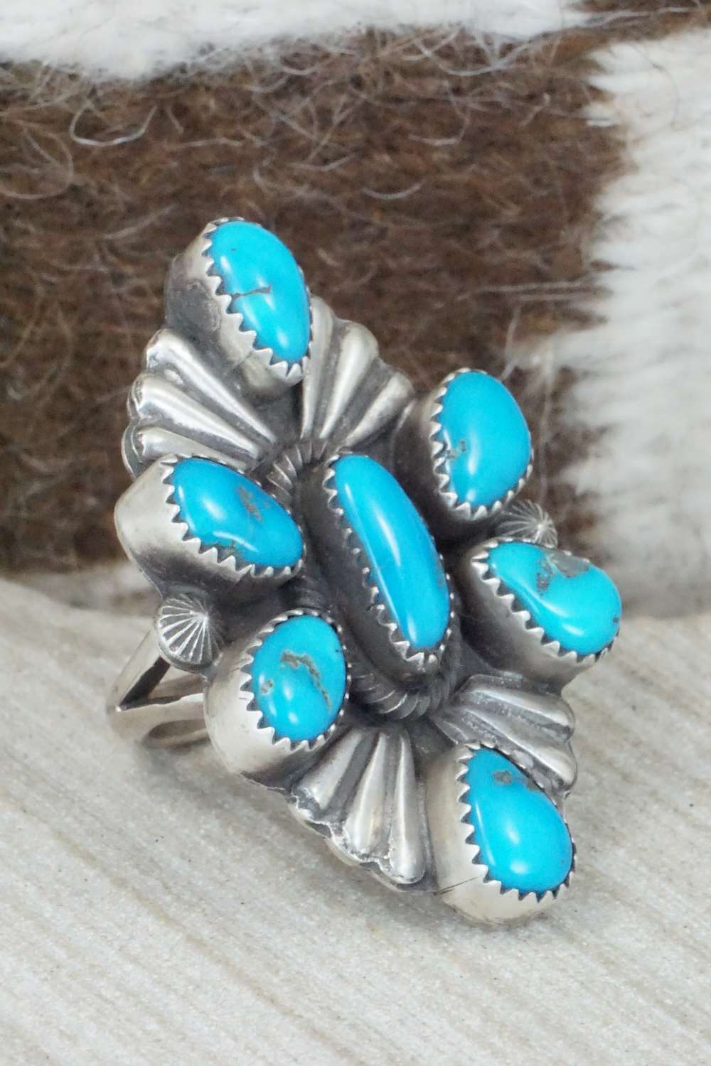 Turquoise and Sterling Silver Ring - Emma Lincoln - Size 7.5