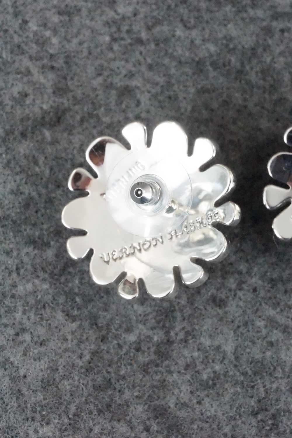 Coral, Variscite and Sterling Silver Earrings - Vernon Haskie