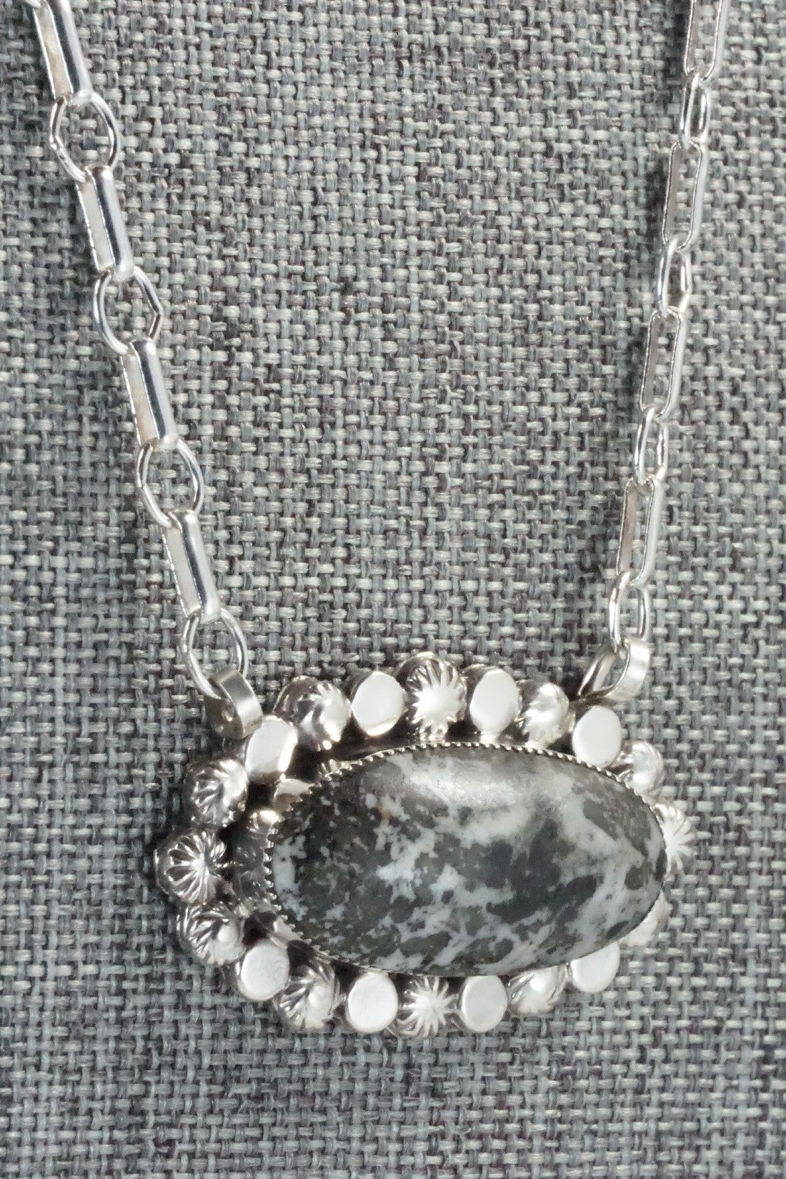 White Buffalo & Sterling Silver Necklace - Gregg Yazzie