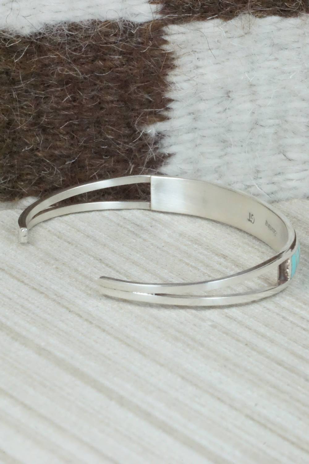 Turquoise & Sterling Silver Inlay Bracelet - Sibert Bowannie