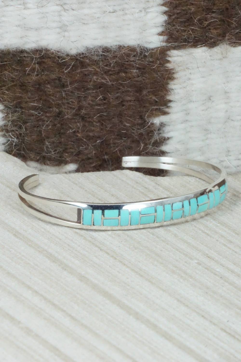 Turquoise & Sterling Silver Inlay Bracelet - Sibert Bowannie