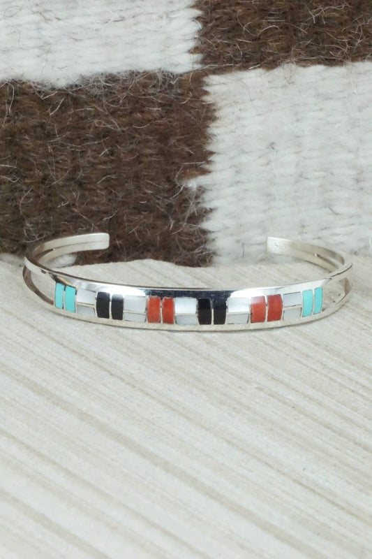 Multi Stone & Sterling Silver Inlay Bracelet - Sibert Bowannie