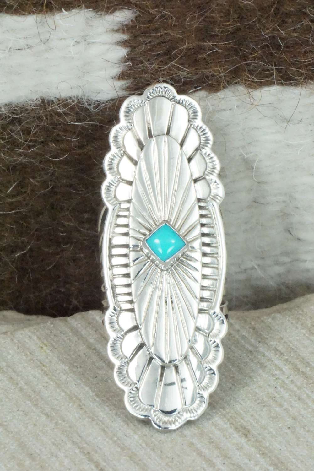 Turquoise and Sterling Silver Ring - Mike Smith - Size 6.5