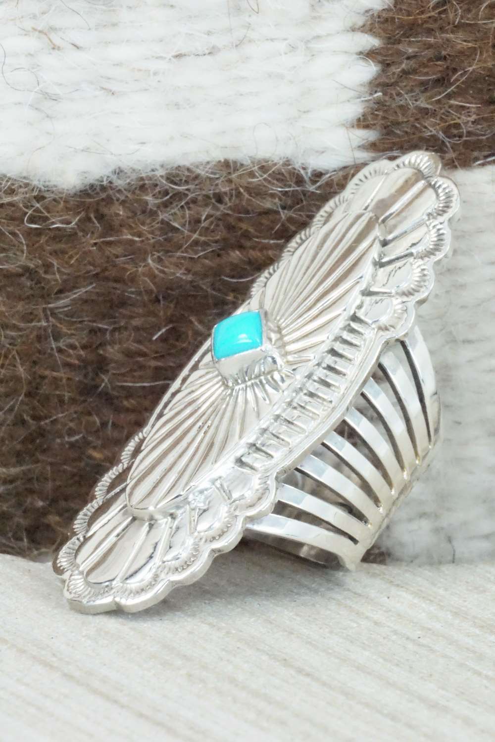 Turquoise and Sterling Silver Ring - Mike Smith - Size 6.5