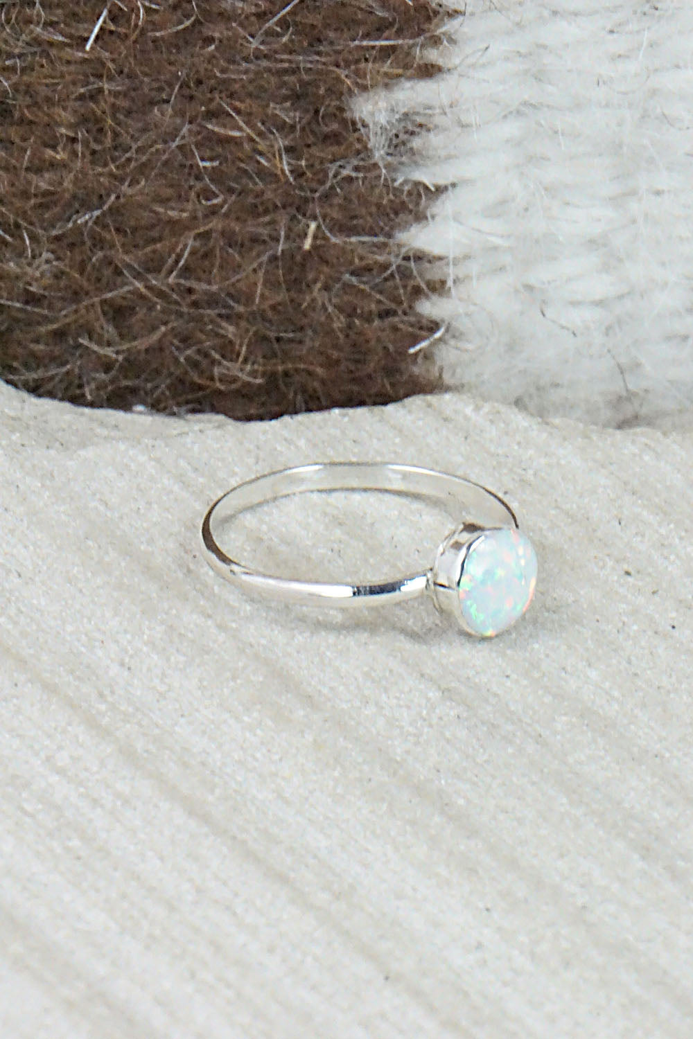 Opalite & Sterling Silver Ring - Arlinda Lalio - Size 4.5