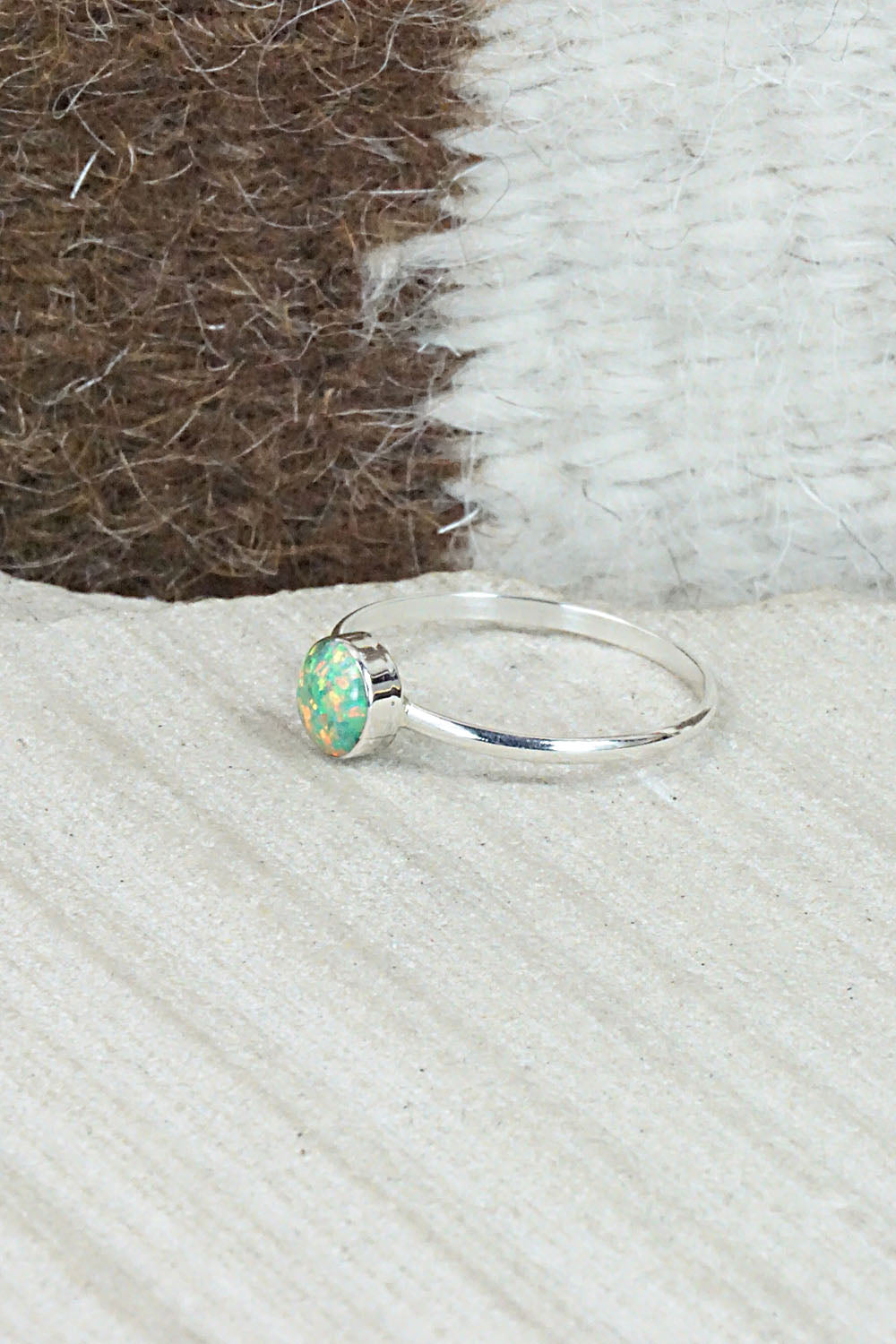 Opalite & Sterling Silver Ring - Arlinda Lalio - Size 6.25