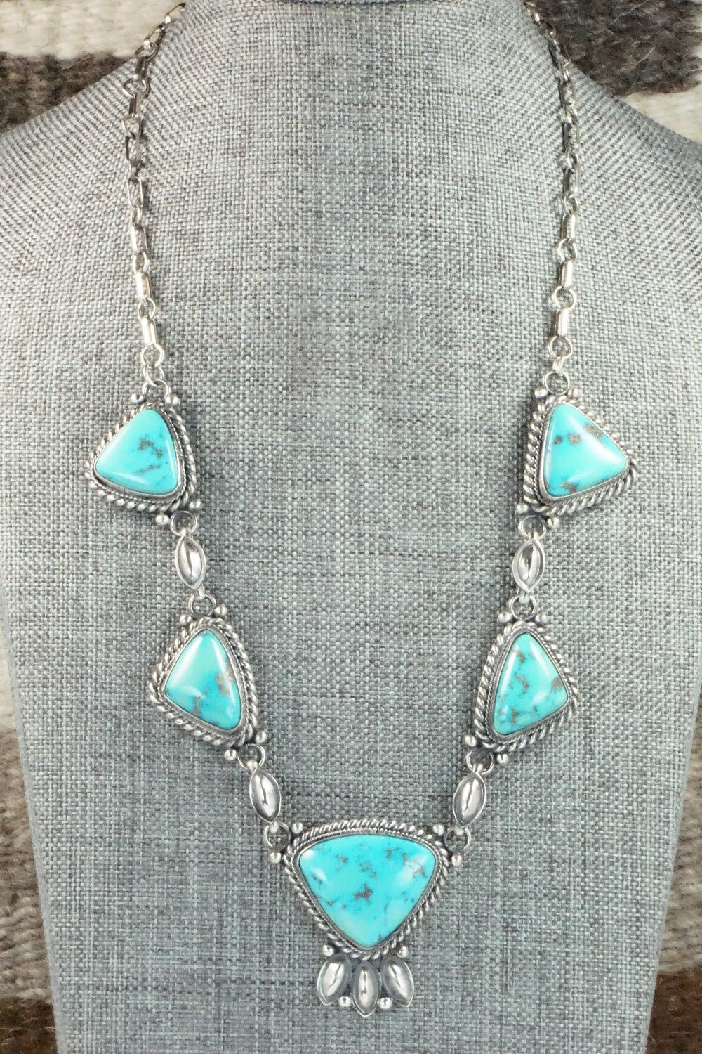 Turquoise & Sterling Silver Necklace - Tom Lewis