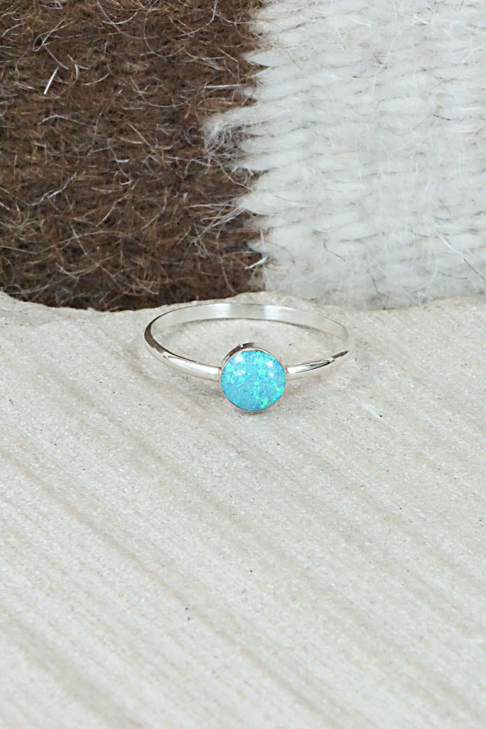Opalite & Sterling Silver Ring - Arlinda Lalio - Size 7.75