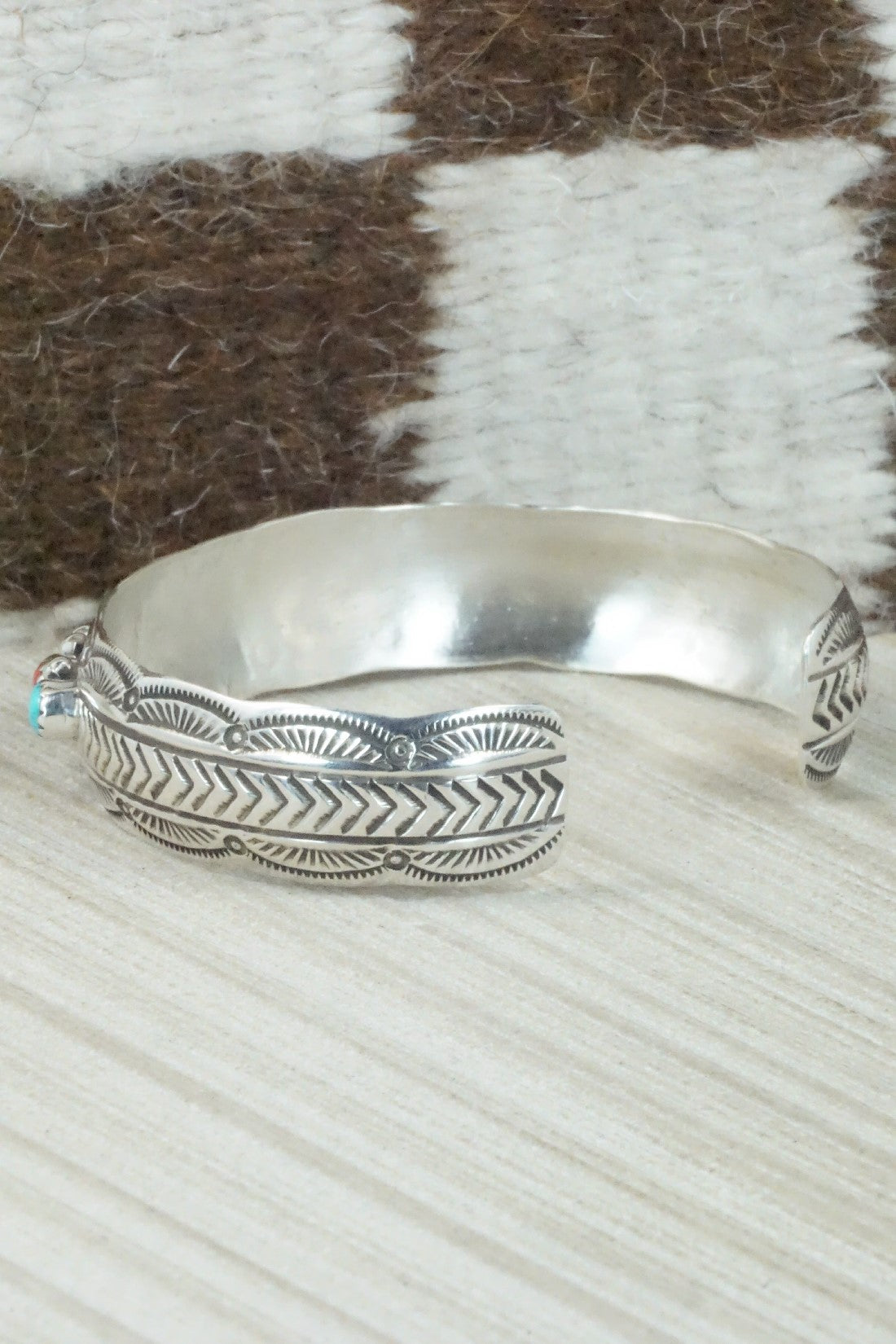 Turquoise, Coral & Sterling Silver Bracelet - Grace Silver