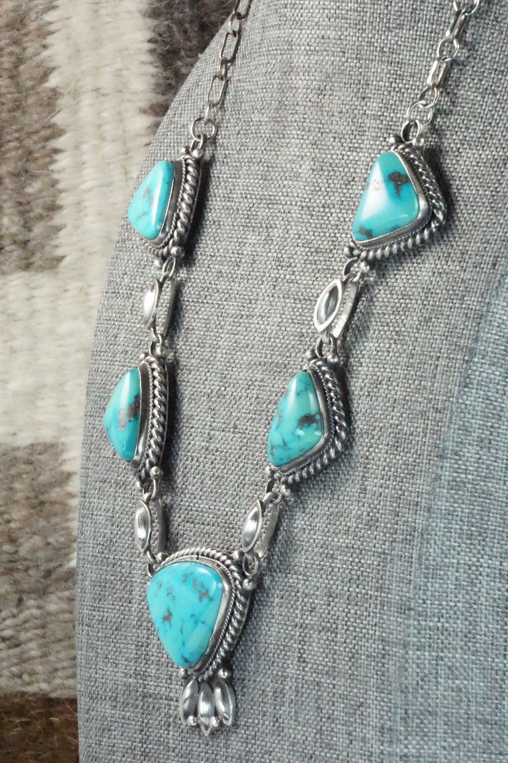 Turquoise & Sterling Silver Necklace - Tom Lewis