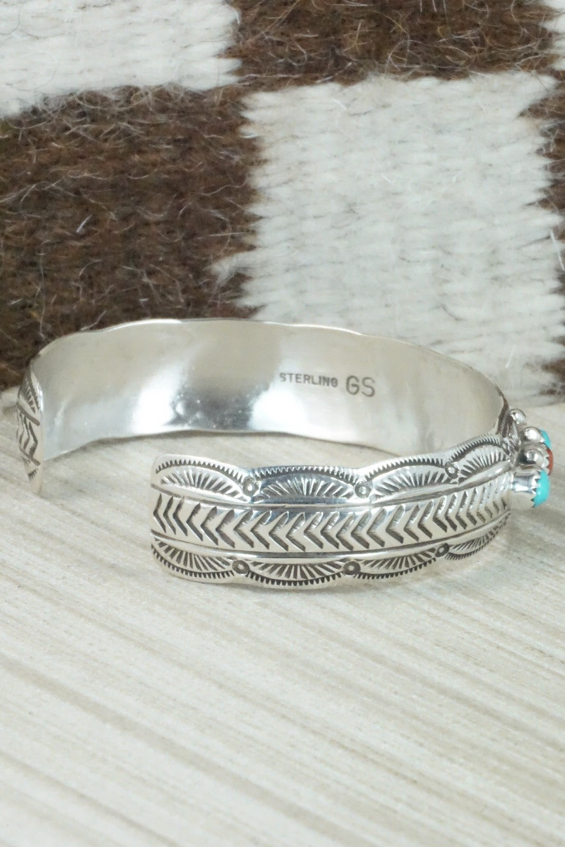 Turquoise, Coral & Sterling Silver Bracelet - Grace Silver