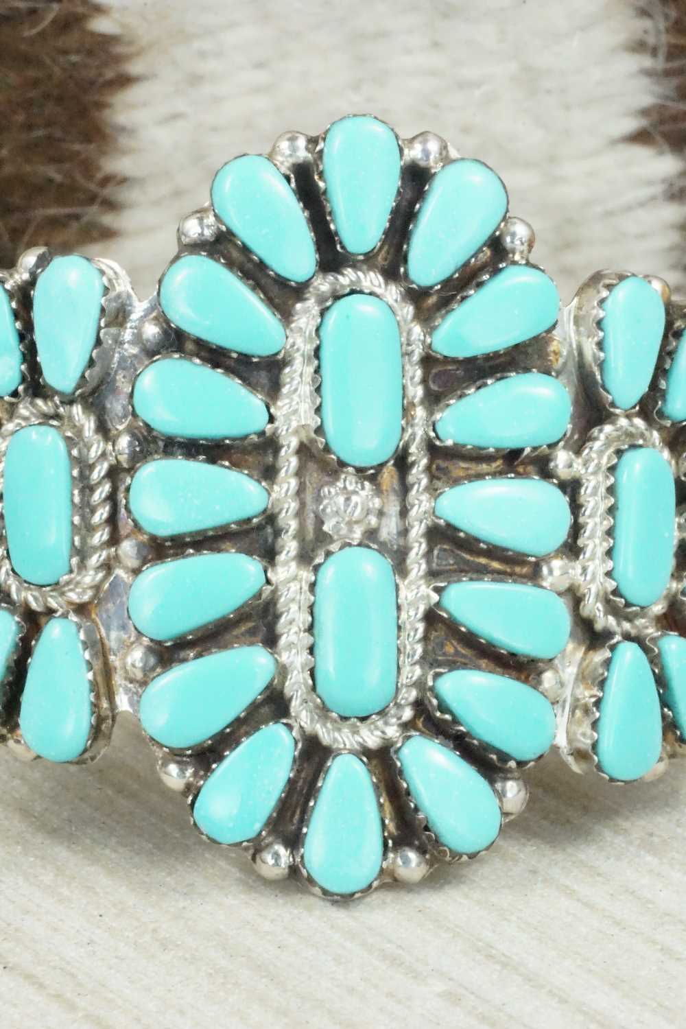 Turquoise & Sterling Silver Bracelet - Evangeline Tsabetsaye