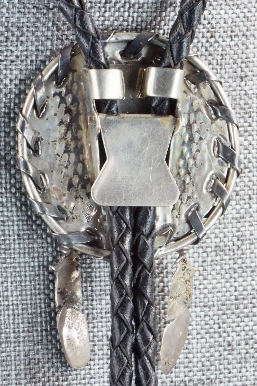 Coral, Turquoise & Sterling Silver Bolo Tie - Navajo