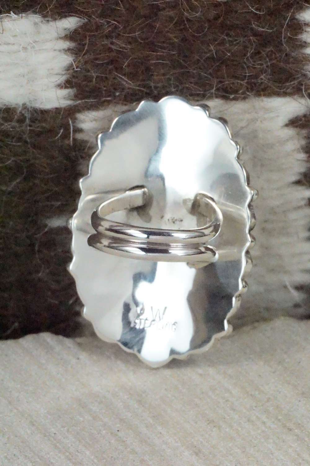 Coral and Sterling Silver Ring - Justina Wilson - Size 6.75