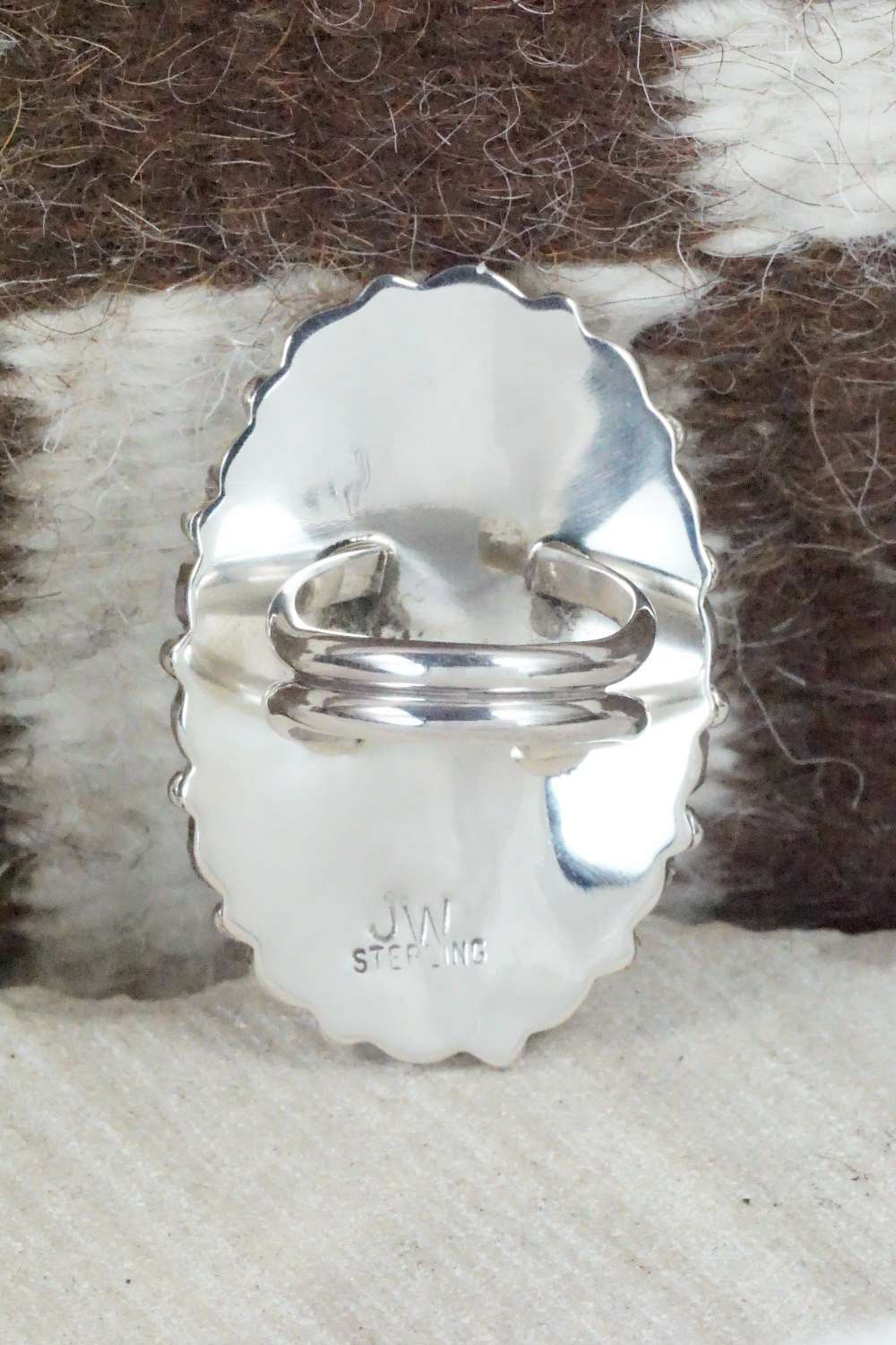 Coral and Sterling Silver Ring - Justina Wilson - Size 6.25