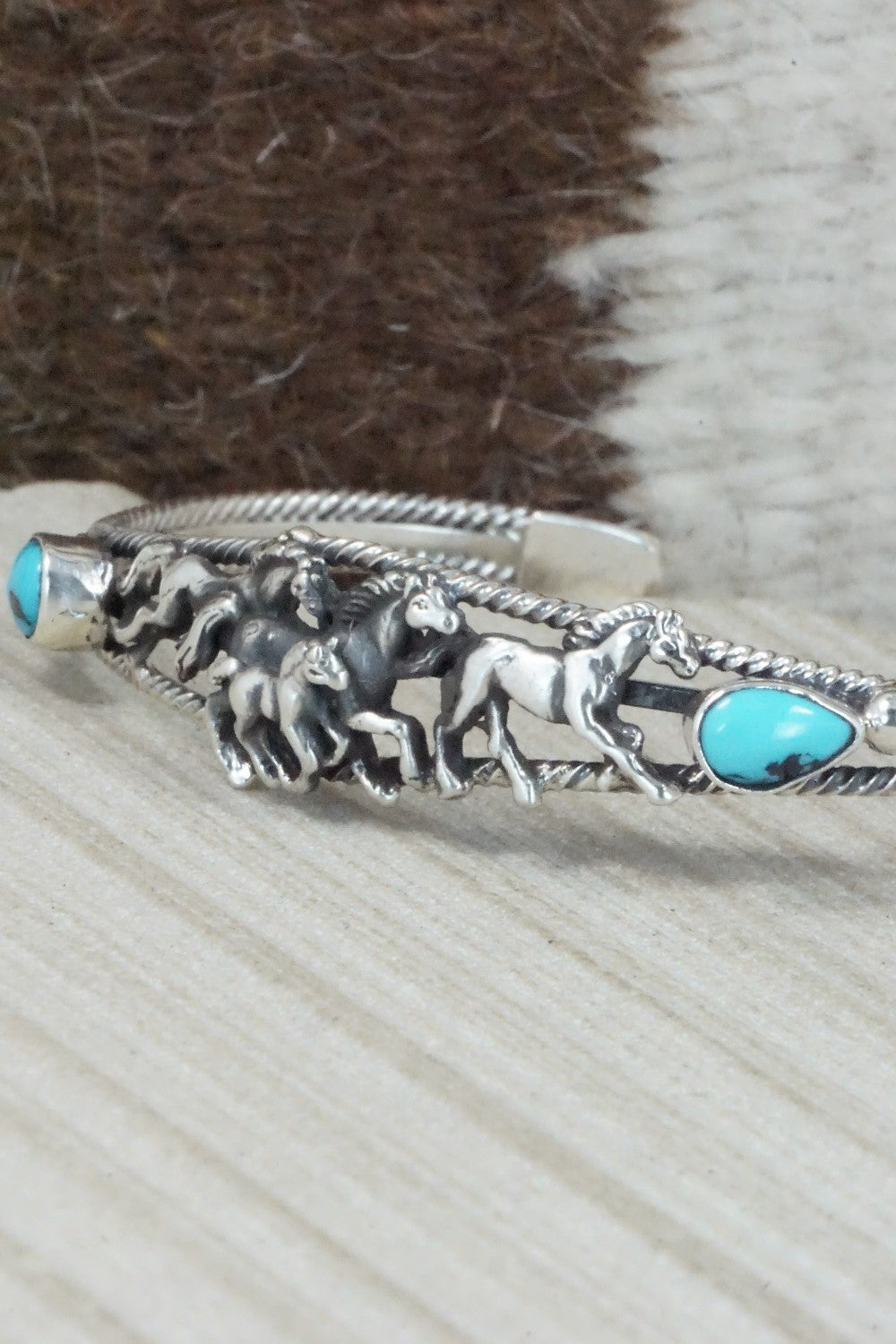 Turquoise & Sterling Silver Bracelet - Bobby Platero